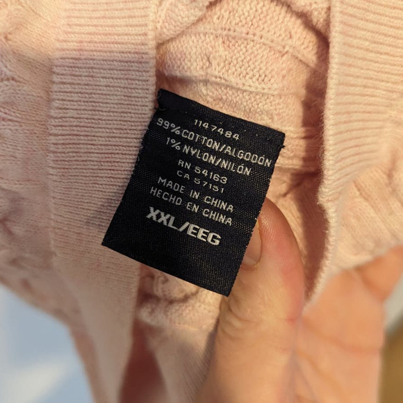 Tommy Hilfiger Pink Cable Knit Sweater Barbiecore V-Neck Baby Pink - Picture 5 of 6